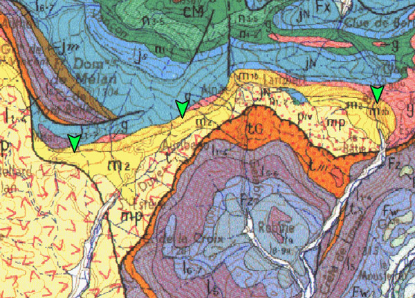 Accès Miocène de la région de Digne - Carte géologique
