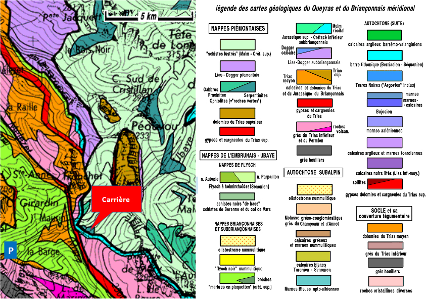 Carte géologique simplifiée de la région du vallon de Maurin