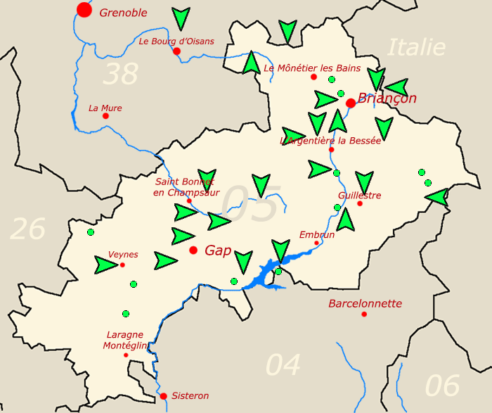 Carte schématique des Hautes Alpes