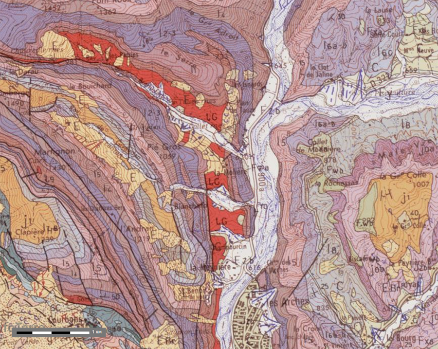 Extrait de la carte géologique de La Javie (BRGM)