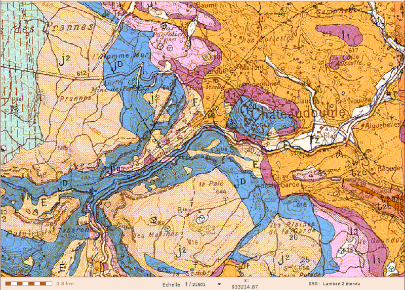 Extrait de la carte géologique de Salernes (BRGM)