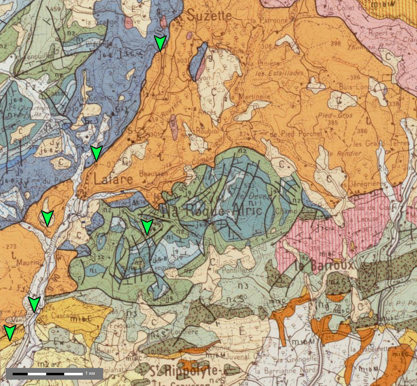 Extrait de la carte géologique BRGM - Vaison la Romaine - SE